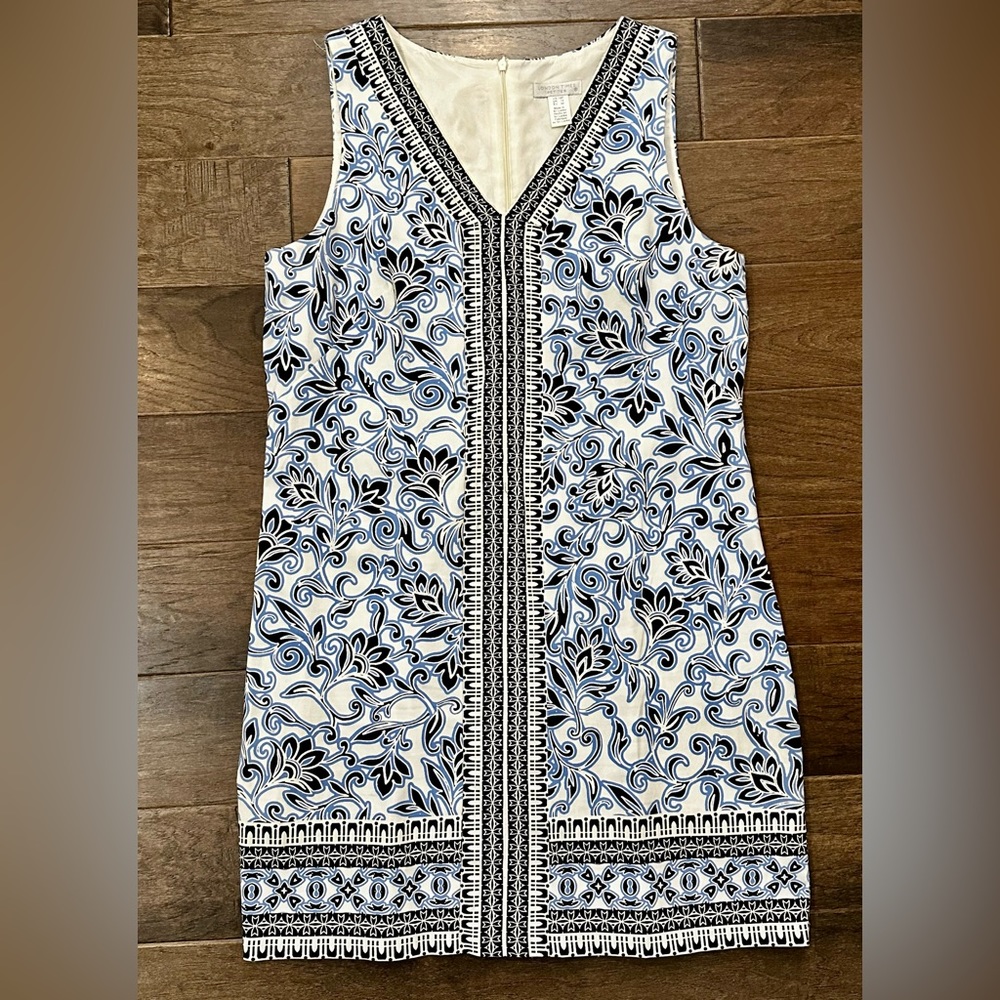London Times Blue Patterned Shift Dress